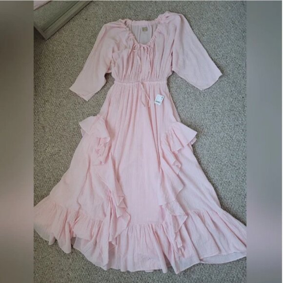 Free People NWT Maxi Pink Cotton Dress size XS - Picture 4 of 7